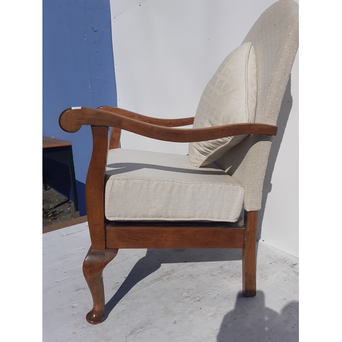 174 - A MAHOGANY FRAMED ARMCHAIR