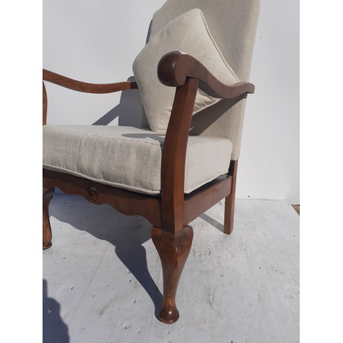 174 - A MAHOGANY FRAMED ARMCHAIR