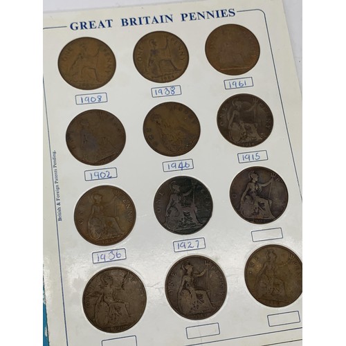 340 - 2 FOLDERS OF PENNIES AND HALFPENNIES