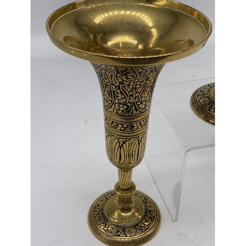 342 - A PAIR OF INDIAN BRASS VASE 8