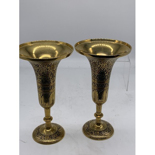 342 - A PAIR OF INDIAN BRASS VASE 8