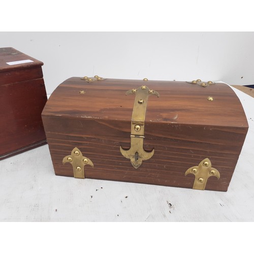 349 - AN ANTIQUE BOX & SMALL TREASURE CHEST