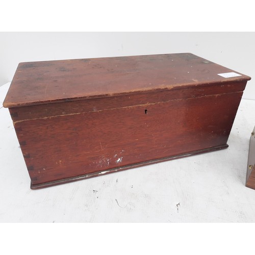 349 - AN ANTIQUE BOX & SMALL TREASURE CHEST