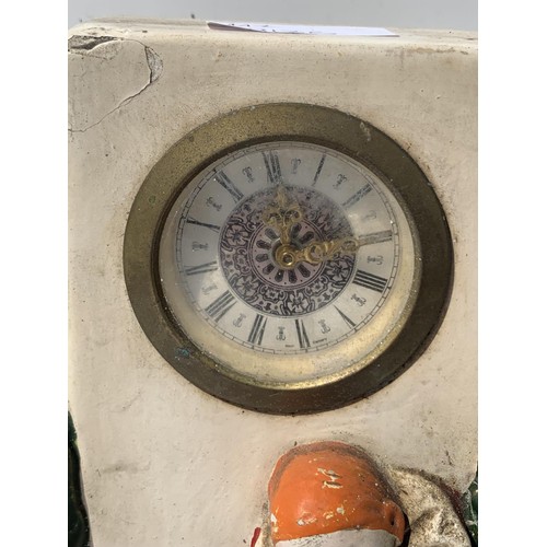 357 - ANTIQUE CLOWN CHARACTER CLOCK 8in