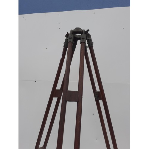 370 - AN ANTIQUE WOODEN THEOTOLITE TRIPOD STAND