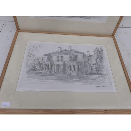 374 - A MATCHING PAIR OF PINE FRAMED MANOR HOUSE PRINTS DATED 1995