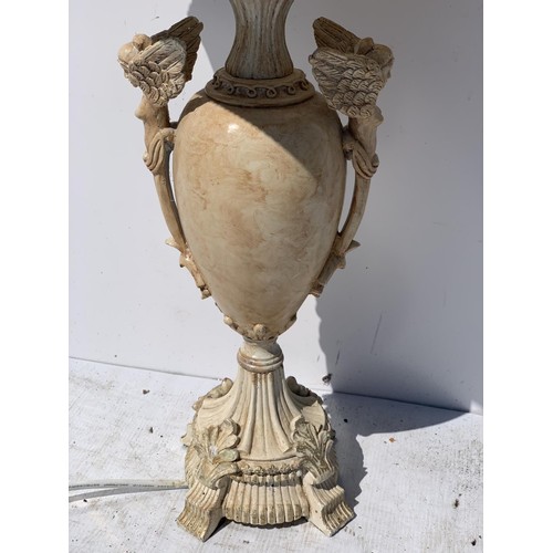 393 - A VERY ORNATE DESIGNER STYLE CHERUB LAMP 25in