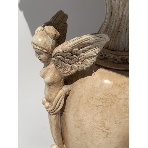 393 - A VERY ORNATE DESIGNER STYLE CHERUB LAMP 25in