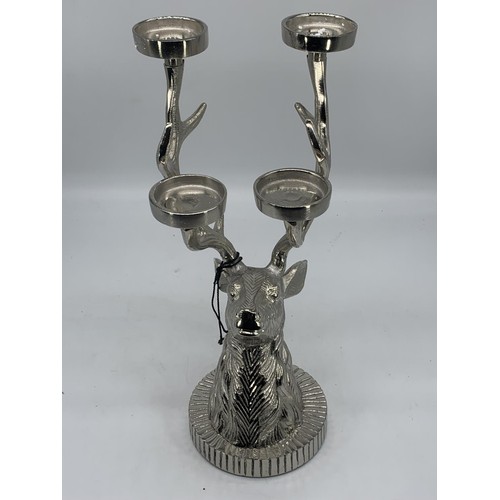 302 - CHROMED STAG HEAD TEA LIGHT HOLDER 14