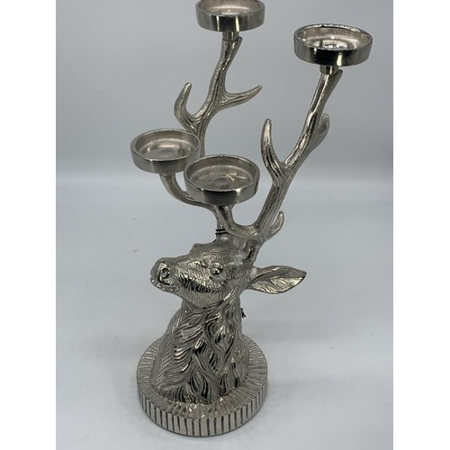 302 - CHROMED STAG HEAD TEA LIGHT HOLDER 14