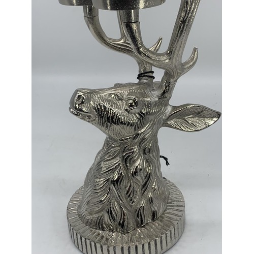 302 - CHROMED STAG HEAD TEA LIGHT HOLDER 14