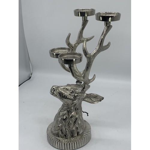 302 - CHROMED STAG HEAD TEA LIGHT HOLDER 14