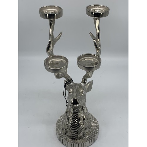 302 - CHROMED STAG HEAD TEA LIGHT HOLDER 14