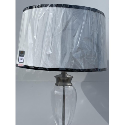 424 - NEW CHROME/GLASS STANDARD LIGHT WITH WHITE & BLACK TRIM SHADE