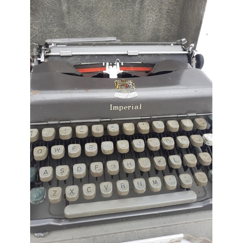 455 - A VERY OLD CASED IMPERIAL TYPEWRITER