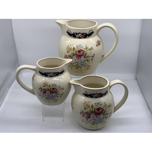 472 - 3 GRADUATED IRONSTONE JUGS