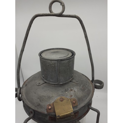 498 - A BRASS AND METAL SHIPS KEROSENE LANTERN 14in