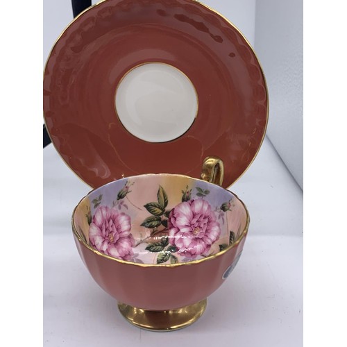 520 - 3 FLORAL PATTERNED CUP AND SAUCER BY AYNSLEY