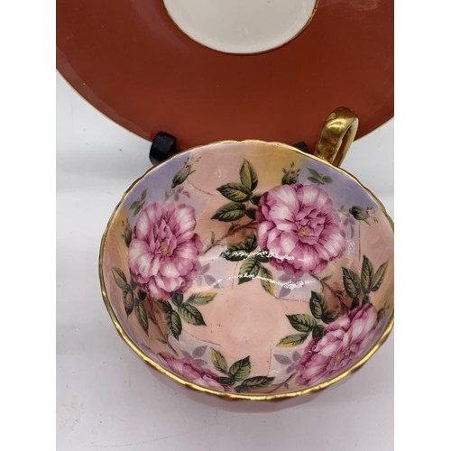 520 - 3 FLORAL PATTERNED CUP AND SAUCER BY AYNSLEY