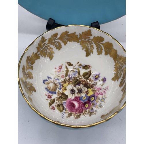 520 - 3 FLORAL PATTERNED CUP AND SAUCER BY AYNSLEY