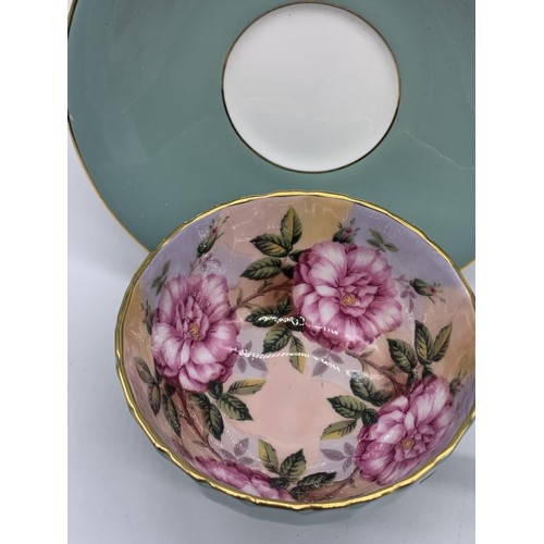 520 - 3 FLORAL PATTERNED CUP AND SAUCER BY AYNSLEY