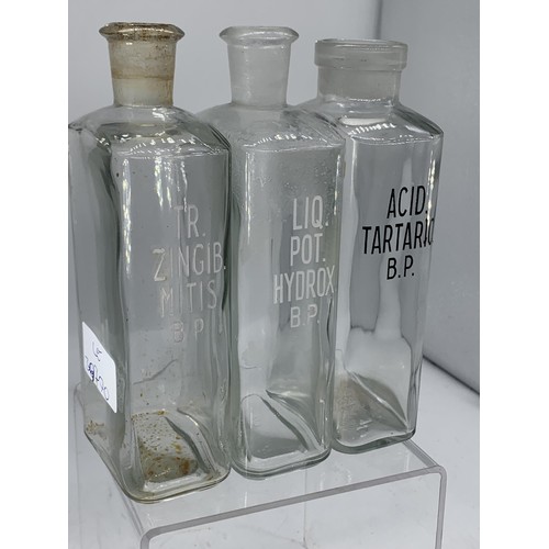 531 - 3 CLEAR GLASS CHEMIST BOTTLES 7