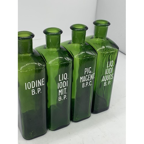 551 - 4 GREEN GLASS CHEMIST BOTTLES 7