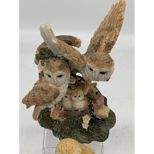 552 - 4 TAWNY OWL FIGURES (1 IS BORDER FINE ARTS)