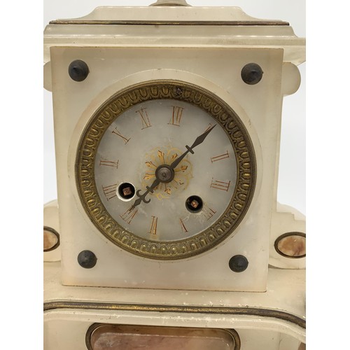 576 - WHITE MARBLE MANTLE CLOCK STANDS 12