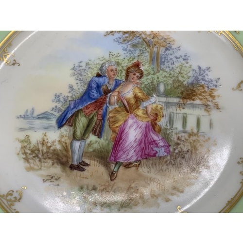 594 - AN ANTIQUE DRESDEN PLATE SHOWING A GEORGIAN SCENE 8