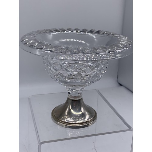 644 - ANTIQUE CUT GLASS BON-BON DISH WITH SILVER BASE