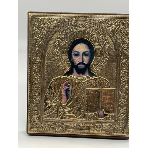 627 - ANTIQUE SILVER GILT RELIGIOUS ICON