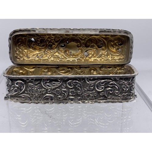 635 - SILVER EMBOSSED TRINKET BOX BIRMINGHAM 1899 45gms