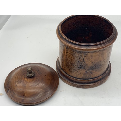 745 - A VICTORIAN WALNUT TABACCO JAR WITH BRASS MOUNT 8