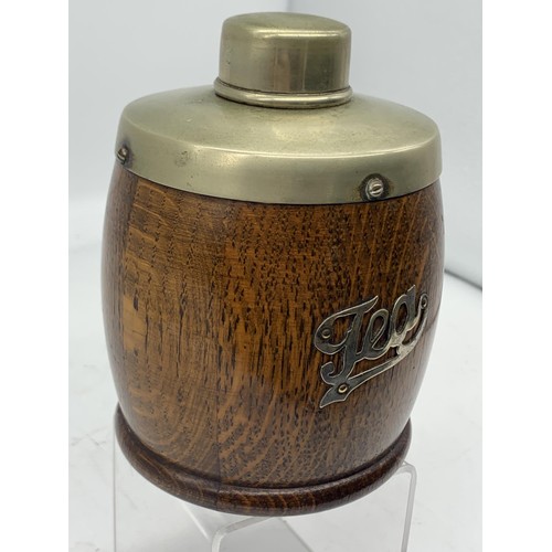 755 - AN ANTIQUE WOODEN TEA CADDY WITH AN EPNS TOP 5.5