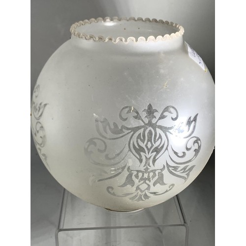 817 - AN ETCHED  FOOTBALL OIL LAMP SHADE