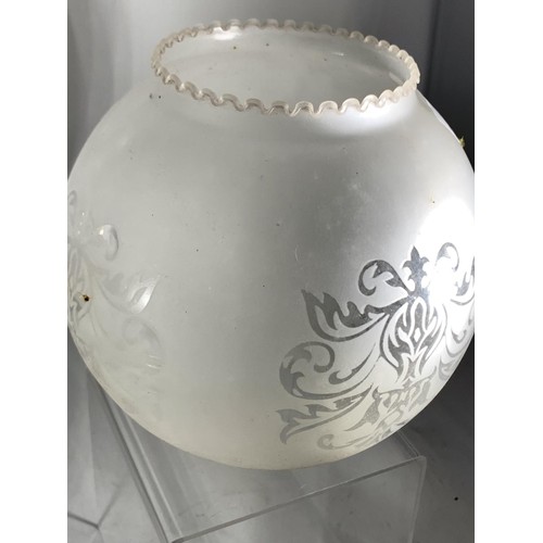 817 - AN ETCHED  FOOTBALL OIL LAMP SHADE