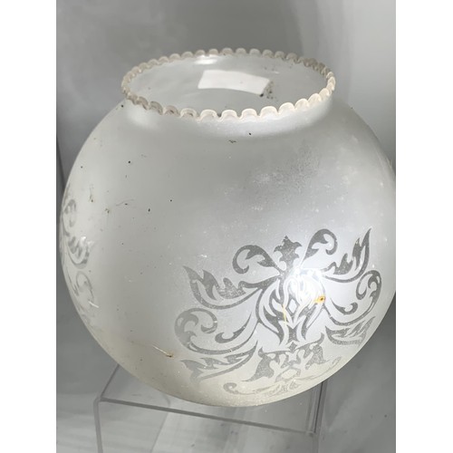 817 - AN ETCHED  FOOTBALL OIL LAMP SHADE