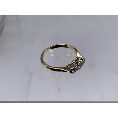 661 - 18K GOLD AND PLATINUM 3 STONE DIAMOND RING 2.3gms SIZE K/L