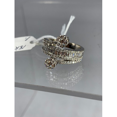 678 - DIAMOND BAGUETTE AND BRILLIANT CUT STONES BAND SET RING WITH MATCHING TWIST SHOULDERS 1.4ct MADE IN ... 