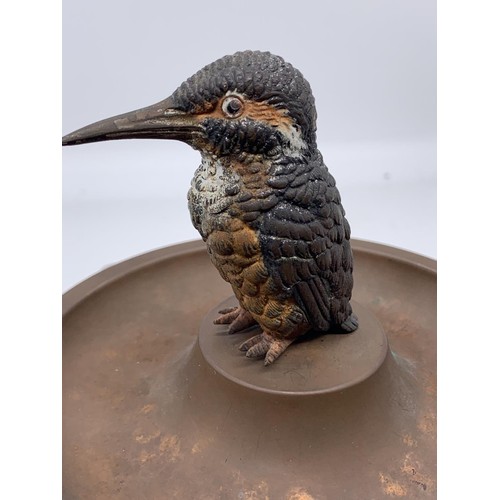 685 - COLD PAINTED BRONZE KINGFISHER & COPPER BY A BARRETT & SONS