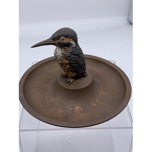 685 - COLD PAINTED BRONZE KINGFISHER & COPPER BY A BARRETT & SONS