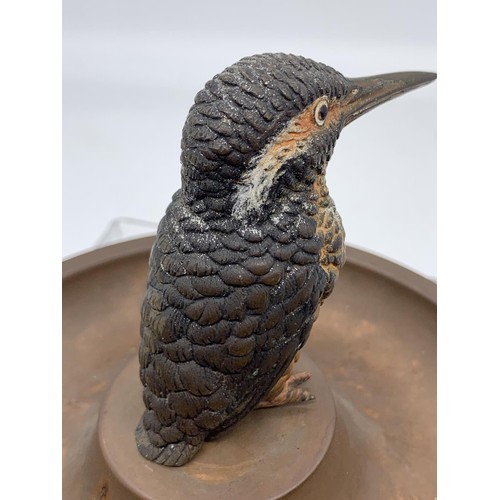 685 - COLD PAINTED BRONZE KINGFISHER & COPPER BY A BARRETT & SONS