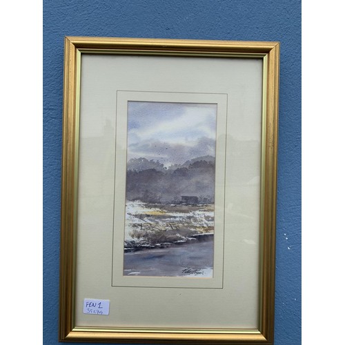 695 - WATERCOLOUR BY PETER SHAW IN GILT FRAME 18X13