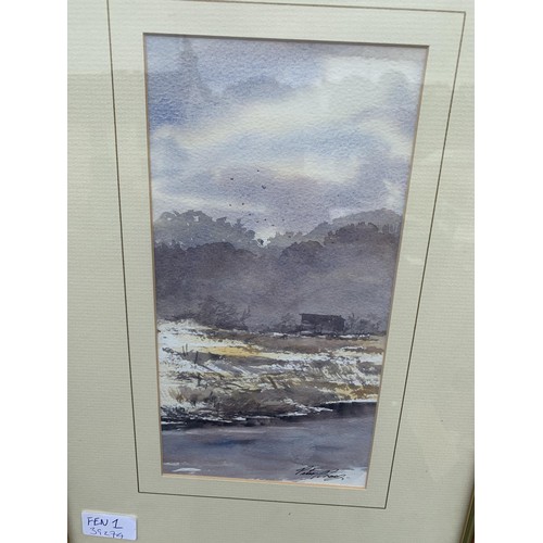 695 - WATERCOLOUR BY PETER SHAW IN GILT FRAME 18X13