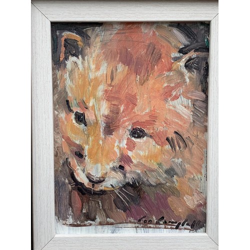 714 - FOX CUB AN OIL ON NBOARD BY CON CAMPBELL 12X10.5