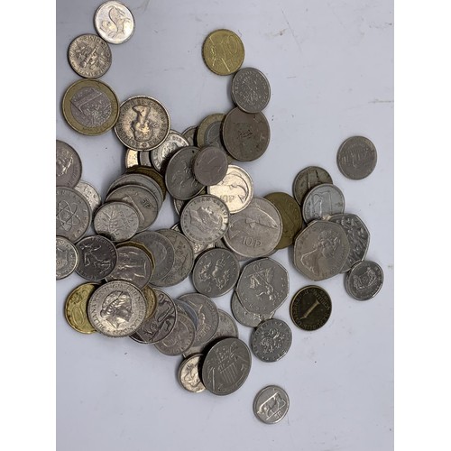 718 - A BOX OF MIXED COINS IN A WHITE BOX