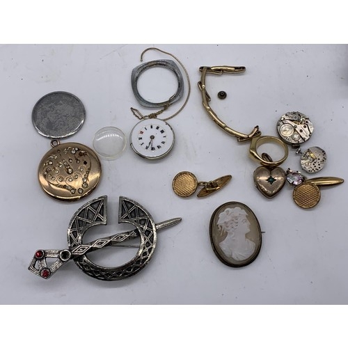 722 - MIXED ITEMS OF JEWELLERY AND WATCH PARTS