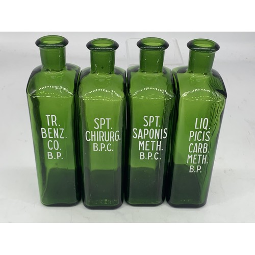 724 - 4 GREEN GLASS CHEMIST BOTTLES 7