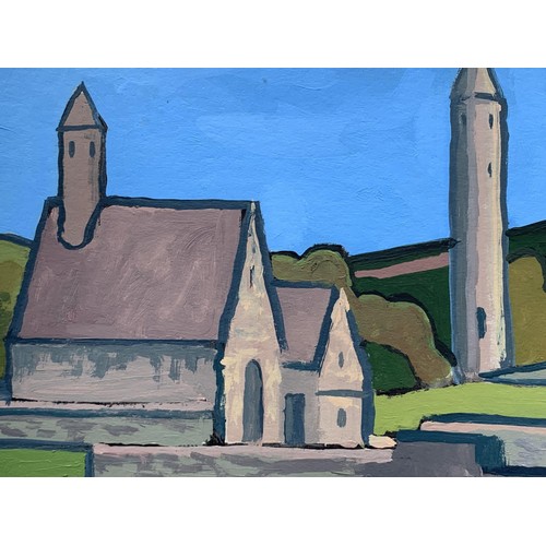 727 - GLENDALOUGH TOWER AN OIL ON BOARD BY DAN DARCY 14.5X16.5